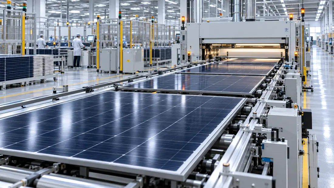 Automated photovoltaic module manufacturing line in a clean factory